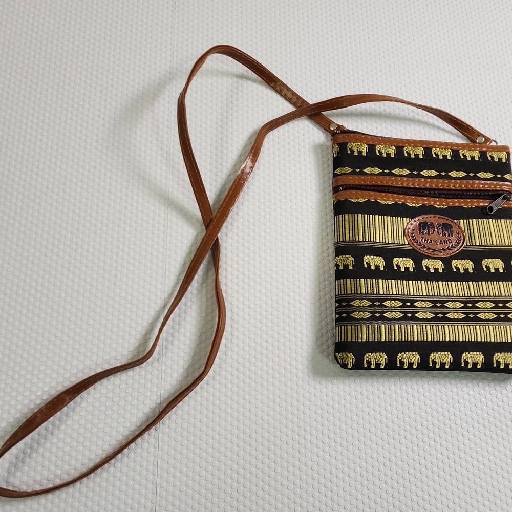 Black & Brown Elephant Print Crossbody Bag